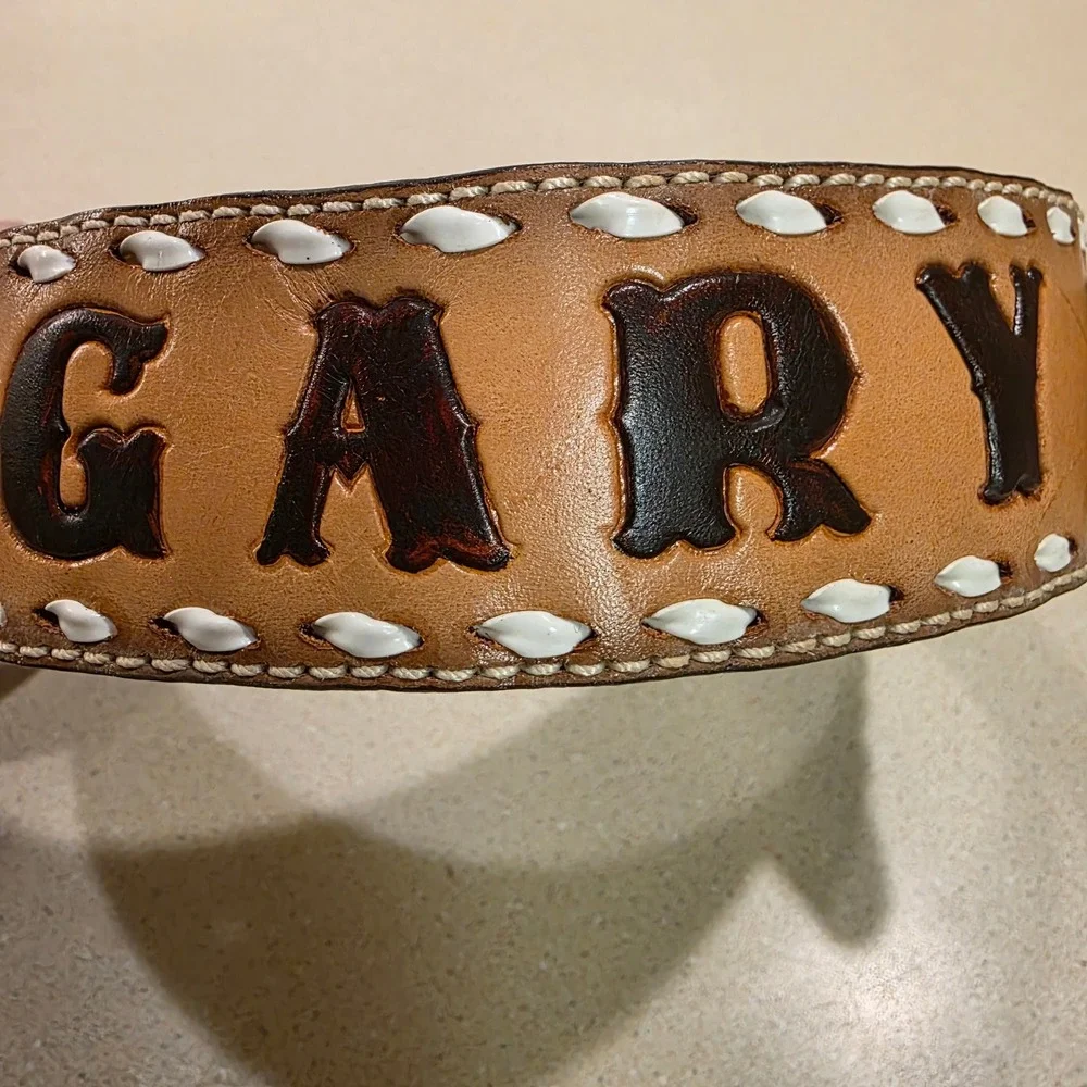 Vtg Tooled Leather Belt Mens 40, 1.75
